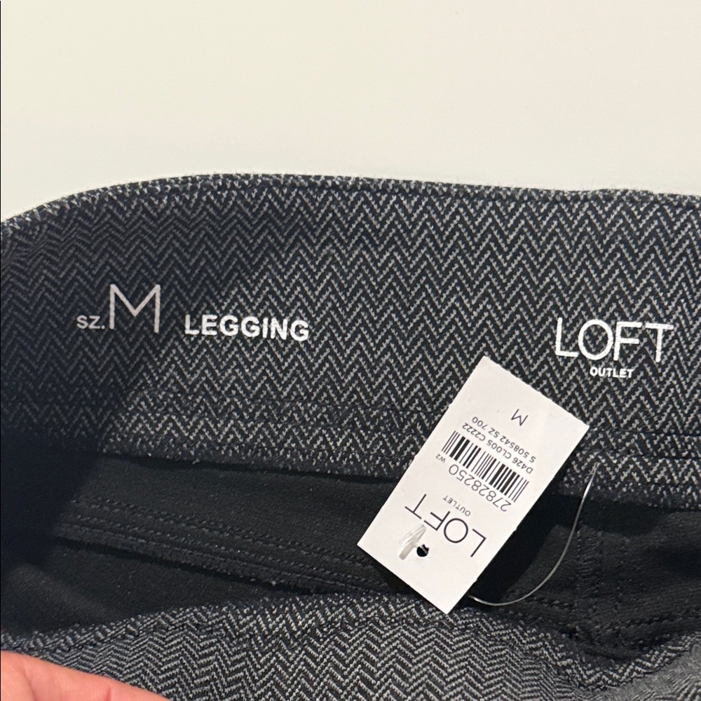LOFT Women Black Mini Check Ankle Leggings Pants Size M Slim Stretch - Picture 2 of 8